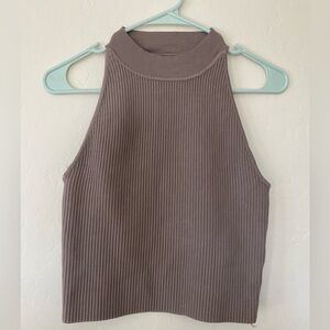 Miss Love | Sleeveless Ribbed Knit Top - Brown